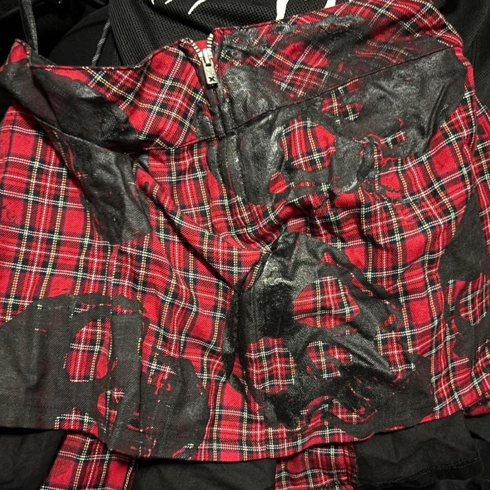 Tripp NYC Red Plaid Mini Skirt